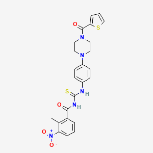 molecular formula C24H23N5O4S2 B12485246 2-methyl-3-nitro-N-({4-[4-(thiophen-2-ylcarbonyl)piperazin-1-yl]phenyl}carbamothioyl)benzamide 