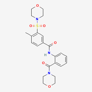 molecular formula C23H27N3O6S B12485289 4-methyl-N-[2-(morpholin-4-ylcarbonyl)phenyl]-3-(morpholin-4-ylsulfonyl)benzamide 