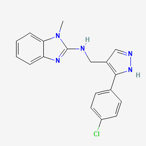 molecular formula C18H16ClN5 B12485305 N-{[3-(4-Chlorophenyl)-1H-pyrazol-4-YL]methyl}-1-methyl-1,3-benzodiazol-2-amine 