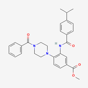 molecular formula C29H31N3O4 B12485318 Methyl 4-[4-(phenylcarbonyl)piperazin-1-yl]-3-({[4-(propan-2-yl)phenyl]carbonyl}amino)benzoate 