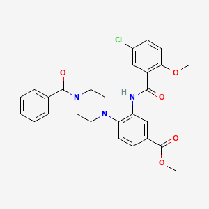 molecular formula C27H26ClN3O5 B12485345 Methyl 3-{[(5-chloro-2-methoxyphenyl)carbonyl]amino}-4-[4-(phenylcarbonyl)piperazin-1-yl]benzoate 