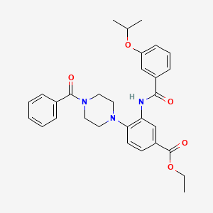 molecular formula C30H33N3O5 B12485351 Ethyl 4-[4-(phenylcarbonyl)piperazin-1-yl]-3-({[3-(propan-2-yloxy)phenyl]carbonyl}amino)benzoate 