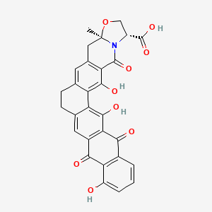 molecular formula C29H21NO9 B1248543 (7R,10R)-3,22,29-trihydroxy-10-methyl-5,20,27-trioxo-9-oxa-6-azaheptacyclo[15.12.0.02,14.04,12.06,10.019,28.021,26]nonacosa-1(29),2,4(12),13,17,19(28),21(26),22,24-nonaene-7-carboxylic acid 