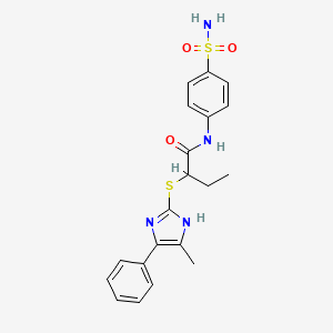 molecular formula C20H22N4O3S2 B12485441 2-[(4-methyl-5-phenyl-1H-imidazol-2-yl)sulfanyl]-N-(4-sulfamoylphenyl)butanamide 