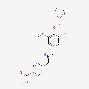 molecular formula C21H20ClNO4S B12485484 4-({[3-Chloro-5-methoxy-4-(thiophen-2-ylmethoxy)benzyl]amino}methyl)benzoic acid 