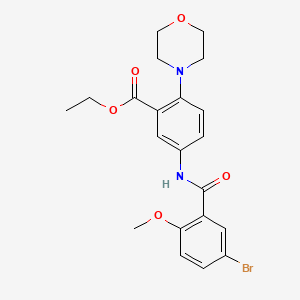 molecular formula C21H23BrN2O5 B12485500 Ethyl 5-{[(5-bromo-2-methoxyphenyl)carbonyl]amino}-2-(morpholin-4-yl)benzoate 