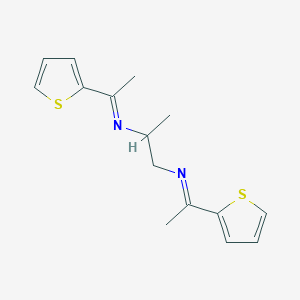molecular formula C15H18N2S2 B12485544 N,N'-bis[(1E)-1-(thiophen-2-yl)ethylidene]propane-1,2-diamine 