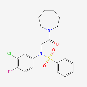 molecular formula C20H22ClFN2O3S B12485582 N-[2-(azepan-1-yl)-2-oxoethyl]-N-(3-chloro-4-fluorophenyl)benzenesulfonamide 