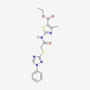 molecular formula C17H17N5O3S2 B12485625 ethyl 4-methyl-2-({[(1-phenyl-1H-1,2,4-triazol-3-yl)sulfanyl]acetyl}amino)-1,3-thiazole-5-carboxylate 