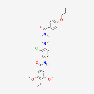 molecular formula C30H34ClN3O6 B12485692 N-{3-Chloro-4-[4-(4-propoxybenzoyl)piperazin-1-YL]phenyl}-3,4,5-trimethoxybenzamide 
