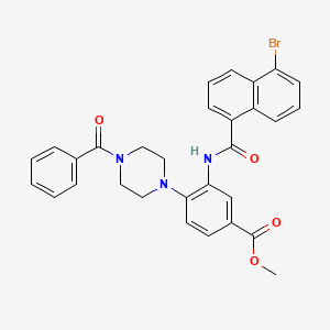 molecular formula C30H26BrN3O4 B12485736 Methyl 3-{[(5-bromonaphthalen-1-yl)carbonyl]amino}-4-[4-(phenylcarbonyl)piperazin-1-yl]benzoate 