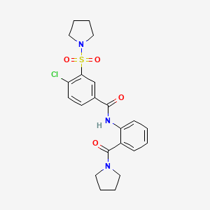 molecular formula C22H24ClN3O4S B12485759 4-chloro-N-[2-(pyrrolidin-1-ylcarbonyl)phenyl]-3-(pyrrolidin-1-ylsulfonyl)benzamide 