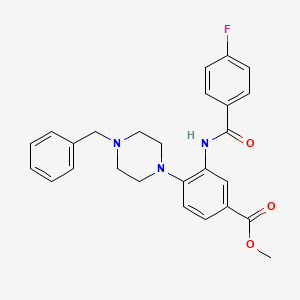 molecular formula C26H26FN3O3 B12485818 Methyl 4-(4-benzylpiperazin-1-yl)-3-{[(4-fluorophenyl)carbonyl]amino}benzoate 