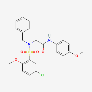 molecular formula C23H23ClN2O5S B12485822 N~2~-benzyl-N~2~-[(5-chloro-2-methoxyphenyl)sulfonyl]-N-(4-methoxyphenyl)glycinamide 
