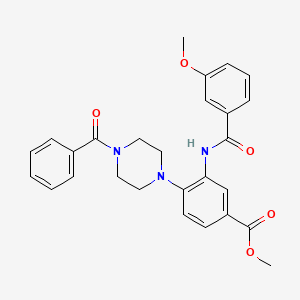 molecular formula C27H27N3O5 B12486009 Methyl 3-{[(3-methoxyphenyl)carbonyl]amino}-4-[4-(phenylcarbonyl)piperazin-1-yl]benzoate 