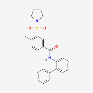 molecular formula C24H24N2O3S B12486059 N-(biphenyl-2-yl)-4-methyl-3-(pyrrolidin-1-ylsulfonyl)benzamide 