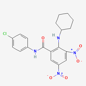 molecular formula C19H19ClN4O5 B12486085 N-(4-chlorophenyl)-2-(cyclohexylamino)-3,5-dinitrobenzamide 