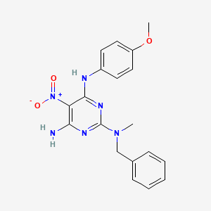 molecular formula C19H20N6O3 B12486113 N~2~-benzyl-N~4~-(4-methoxyphenyl)-N~2~-methyl-5-nitropyrimidine-2,4,6-triamine 