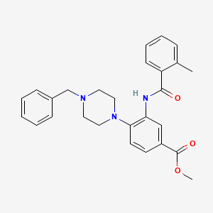 molecular formula C27H29N3O3 B12486136 Methyl 4-(4-benzylpiperazin-1-yl)-3-{[(2-methylphenyl)carbonyl]amino}benzoate 
