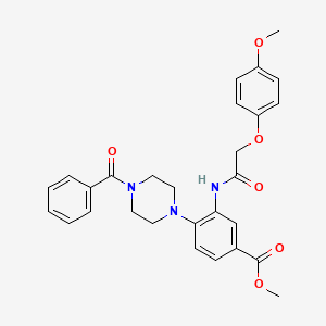 molecular formula C28H29N3O6 B12486144 Methyl 3-{[(4-methoxyphenoxy)acetyl]amino}-4-[4-(phenylcarbonyl)piperazin-1-yl]benzoate 