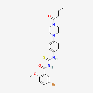 molecular formula C23H27BrN4O3S B12486155 5-bromo-N-{[4-(4-butanoylpiperazin-1-yl)phenyl]carbamothioyl}-2-methoxybenzamide 