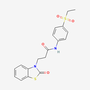 molecular formula C18H18N2O4S2 B12486231 N-[4-(ethylsulfonyl)phenyl]-3-(2-oxo-1,3-benzothiazol-3(2H)-yl)propanamide 