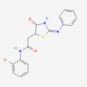 molecular formula C17H14BrN3O2S B12486270 N-(2-bromophenyl)-2-[(2E)-4-oxo-2-(phenylimino)-1,3-thiazolidin-5-yl]acetamide 