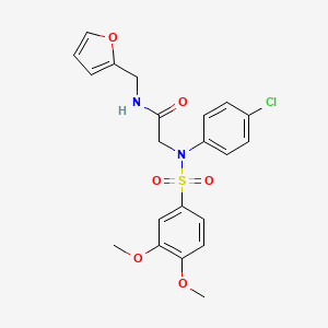 molecular formula C21H21ClN2O6S B12486271 N~2~-(4-chlorophenyl)-N~2~-[(3,4-dimethoxyphenyl)sulfonyl]-N-(furan-2-ylmethyl)glycinamide 
