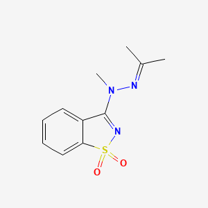 molecular formula C11H13N3O2S B12486308 3-[1-Methyl-2-(propan-2-ylidene)hydrazinyl]-1,2-benzothiazole 1,1-dioxide 