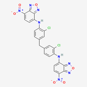 molecular formula C25H14Cl2N8O6 B12486320 N,N'-[methanediylbis(2-chlorobenzene-4,1-diyl)]bis(7-nitro-2,1,3-benzoxadiazol-4-amine) 