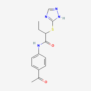molecular formula C14H16N4O2S B12486442 N-(4-acetylphenyl)-2-(1H-1,2,4-triazol-5-ylsulfanyl)butanamide 