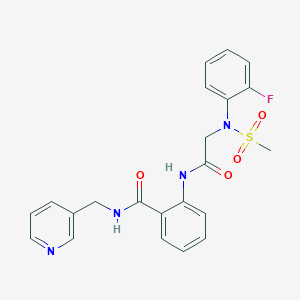 molecular formula C22H21FN4O4S B12486557 2-{[N-(2-fluorophenyl)-N-(methylsulfonyl)glycyl]amino}-N-(pyridin-3-ylmethyl)benzamide 