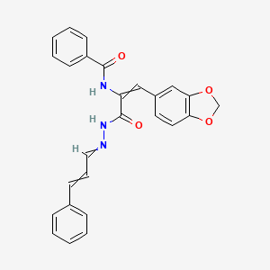 molecular formula C26H21N3O4 B12486596 N-[1-(1,3-benzodioxol-5-yl)-3-(2-cinnamylidenehydrazinyl)-3-oxoprop-1-en-2-yl]benzamide CAS No. 1680-46-2