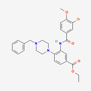molecular formula C28H30BrN3O4 B12486739 Ethyl 4-(4-benzylpiperazin-1-yl)-3-{[(3-bromo-4-methoxyphenyl)carbonyl]amino}benzoate 