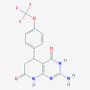 molecular formula C14H11F3N4O3 B12486895 2-amino-4-hydroxy-5-[4-(trifluoromethoxy)phenyl]-5,8-dihydropyrido[2,3-d]pyrimidin-7(6H)-one 