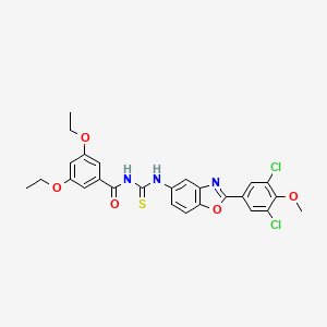 molecular formula C26H23Cl2N3O5S B12486959 N-{[2-(3,5-dichloro-4-methoxyphenyl)-1,3-benzoxazol-5-yl]carbamothioyl}-3,5-diethoxybenzamide 
