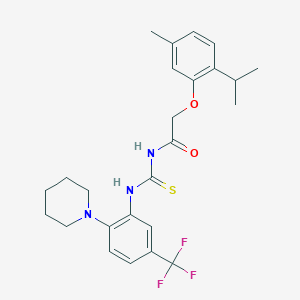 molecular formula C25H30F3N3O2S B12486983 2-[5-methyl-2-(propan-2-yl)phenoxy]-N-{[2-(piperidin-1-yl)-5-(trifluoromethyl)phenyl]carbamothioyl}acetamide 