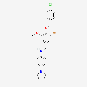 molecular formula C25H26BrClN2O2 B12486991 N-{3-bromo-4-[(4-chlorobenzyl)oxy]-5-methoxybenzyl}-4-(pyrrolidin-1-yl)aniline 