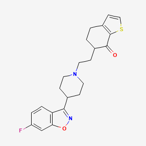 molecular formula C22H23FN2O2S B1248709 6-[2-[4-(6-fluoro-1,2-benzoxazol-3-yl)piperidin-1-yl]ethyl]-5,6-dihydro-4H-1-benzothiophen-7-one 