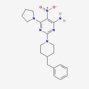 molecular formula C20H26N6O2 B12487135 2-(4-Benzylpiperidin-1-yl)-5-nitro-6-(pyrrolidin-1-yl)pyrimidin-4-amine 