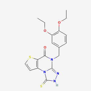 molecular formula C18H18N4O3S2 B12487252 4-(3,4-diethoxybenzyl)-1-thioxo-2,4-dihydrothieno[2,3-e][1,2,4]triazolo[4,3-a]pyrimidin-5(1H)-one 
