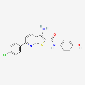 molecular formula C20H14ClN3O2S B12487285 3-amino-6-(4-chlorophenyl)-N-(4-hydroxyphenyl)thieno[2,3-b]pyridine-2-carboxamide 