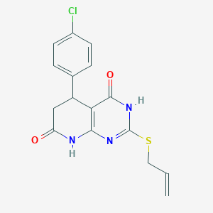 molecular formula C16H14ClN3O2S B12487305 5-(4-chlorophenyl)-4-hydroxy-2-(prop-2-en-1-ylsulfanyl)-5,8-dihydropyrido[2,3-d]pyrimidin-7(6H)-one 