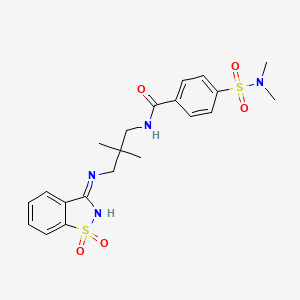 molecular formula C21H26N4O5S2 B12487333 4-(dimethylsulfamoyl)-N-[3-[(1,1-dioxo-1,2-benzothiazol-3-yl)amino]-2,2-dimethylpropyl]benzamide 