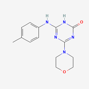 molecular formula C14H17N5O2 B12487358 4-[(4-Methylphenyl)amino]-6-(morpholin-4-yl)-1,3,5-triazin-2-ol 