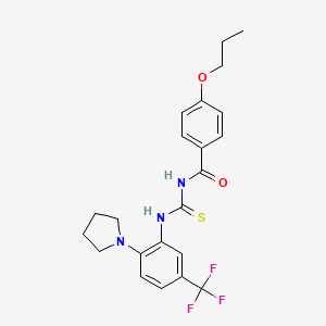 molecular formula C22H24F3N3O2S B12487408 4-propoxy-N-{[2-(pyrrolidin-1-yl)-5-(trifluoromethyl)phenyl]carbamothioyl}benzamide 