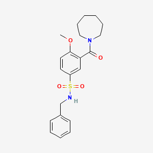 molecular formula C21H26N2O4S B12487435 3-(azepan-1-ylcarbonyl)-N-benzyl-4-methoxybenzenesulfonamide 