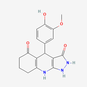 molecular formula C17H17N3O4 B12487445 3-hydroxy-4-(4-hydroxy-3-methoxyphenyl)-1,4,6,7,8,9-hexahydro-5H-pyrazolo[3,4-b]quinolin-5-one 