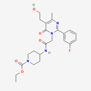molecular formula C23H29FN4O5 B12487465 ethyl 4-({[2-(3-fluorophenyl)-5-(2-hydroxyethyl)-4-methyl-6-oxopyrimidin-1(6H)-yl]acetyl}amino)piperidine-1-carboxylate 