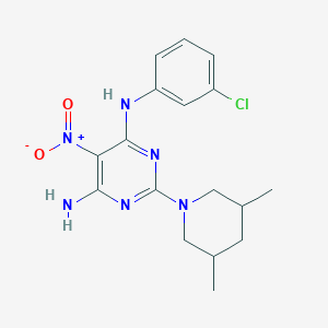 molecular formula C17H21ClN6O2 B12487476 N-(3-chlorophenyl)-2-(3,5-dimethylpiperidin-1-yl)-5-nitropyrimidine-4,6-diamine 